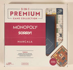 WS Game Company 3-in-1 Premium Game Collection: Monopoly, Sorry!, Mancala on a Reversible Wooden Board