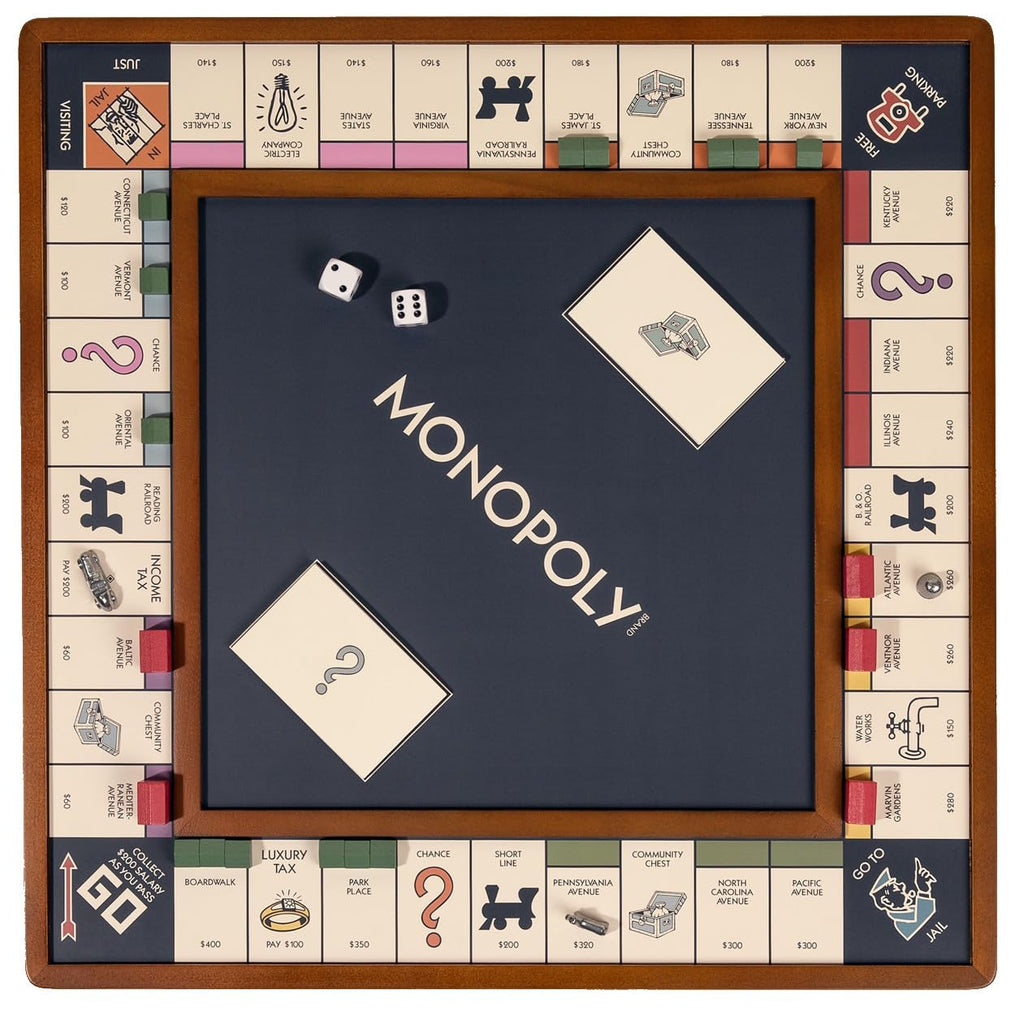 WS Game Company 3-in-1 Premium Game Collection: Monopoly, Sorry!, Mancala on a Reversible Wooden Board