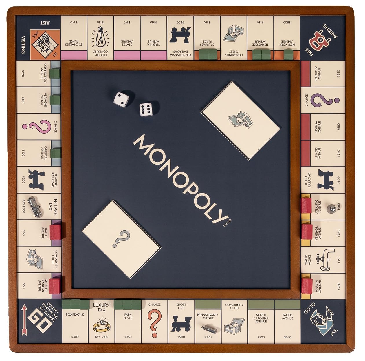 WS Game Company 3-in-1 Premium Game Collection: Monopoly, Sorry!, Mancala on a Reversible Wooden Board