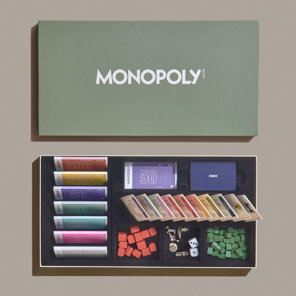 WS Game Company Monopoly Grand Folding Edition – Elegant Wood-Framed Board, Die-Cast Tokens, and Organized Storage