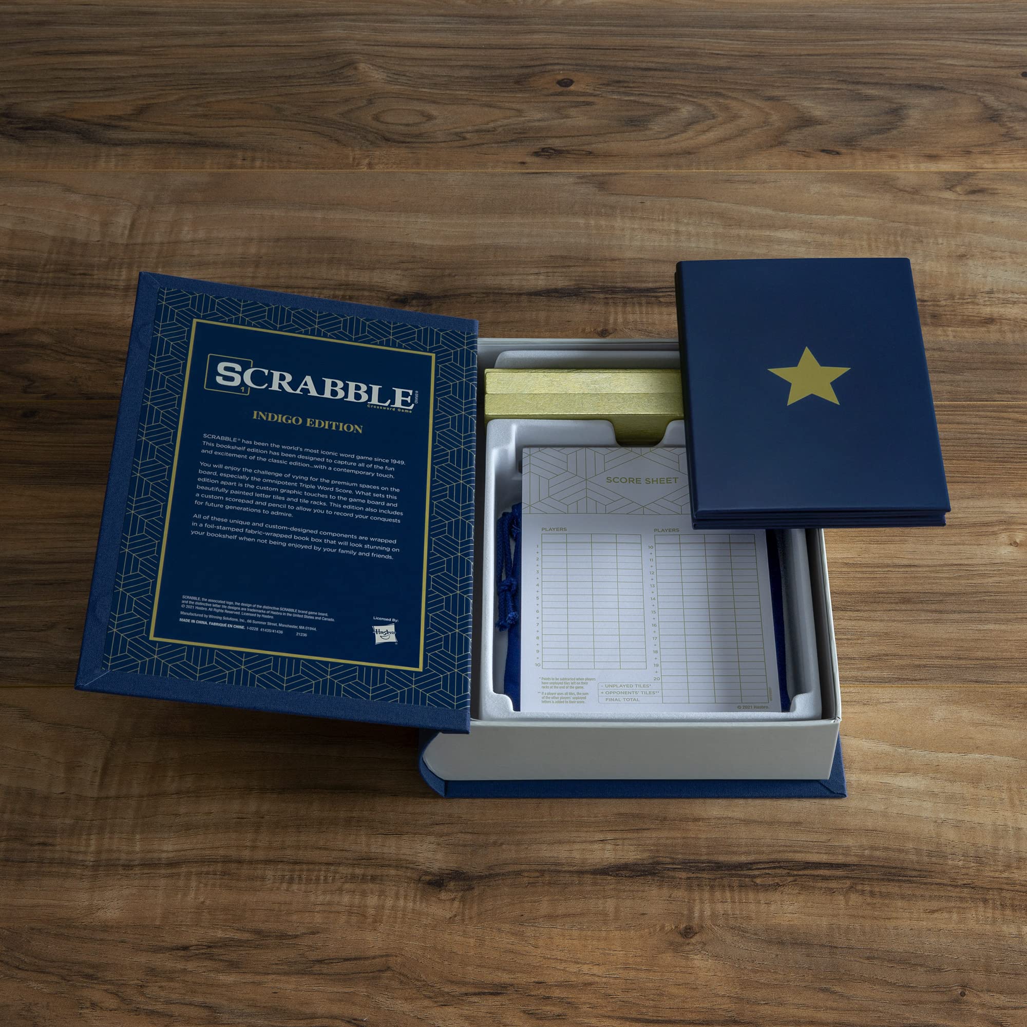 WS Game Company Monopoly & Scrabble Indigo Edition — Elegant Bookcase Collection