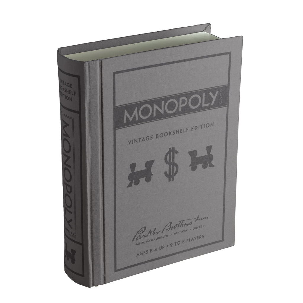 WS Game Company Monopoly Vintage Bookshelf Edition — Premium Linen Book Box with Retro Graphics