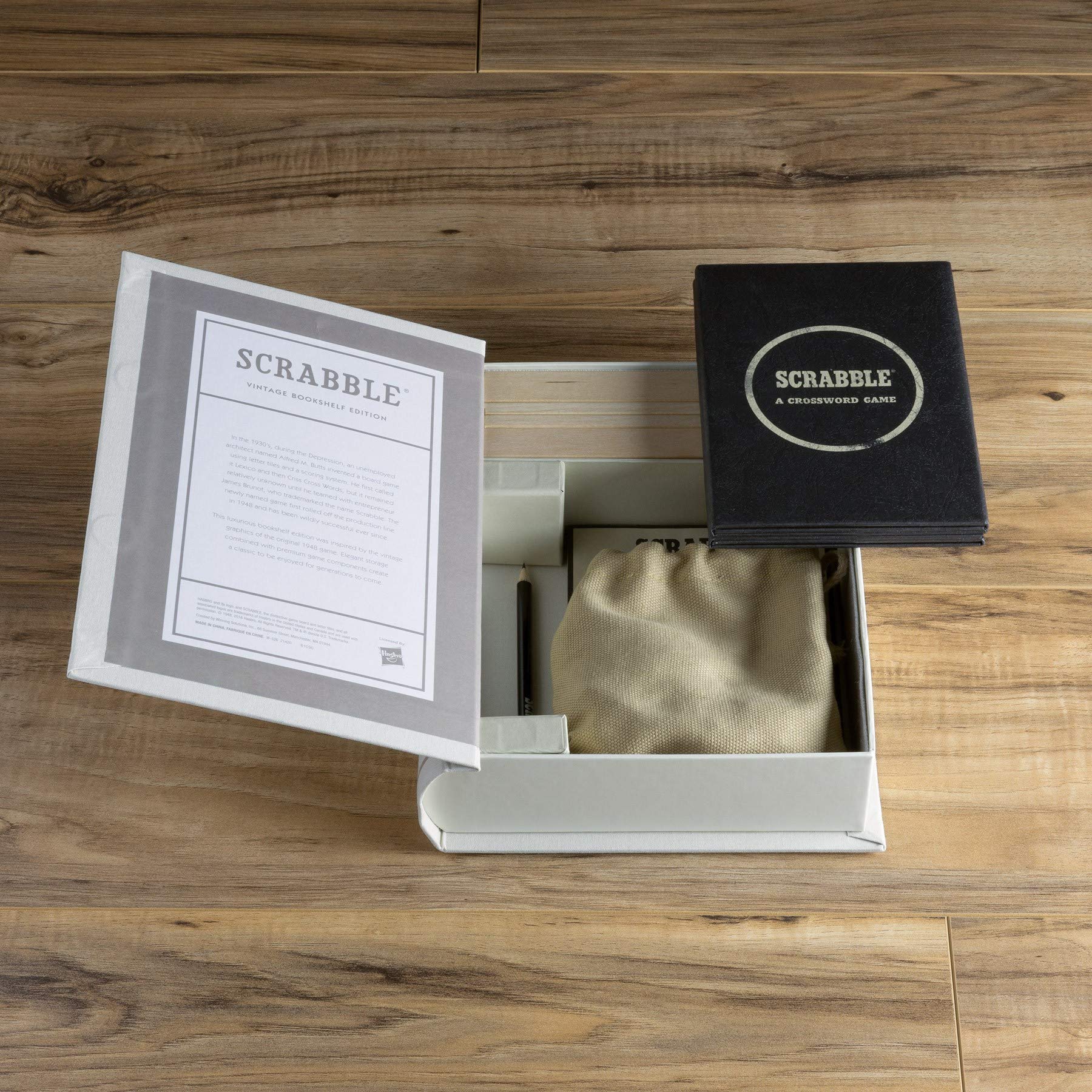 WS Game Company Vintage Board Games Bookshelf Collection — Scrabble, Monopoly & Clue in Book-Style Cases