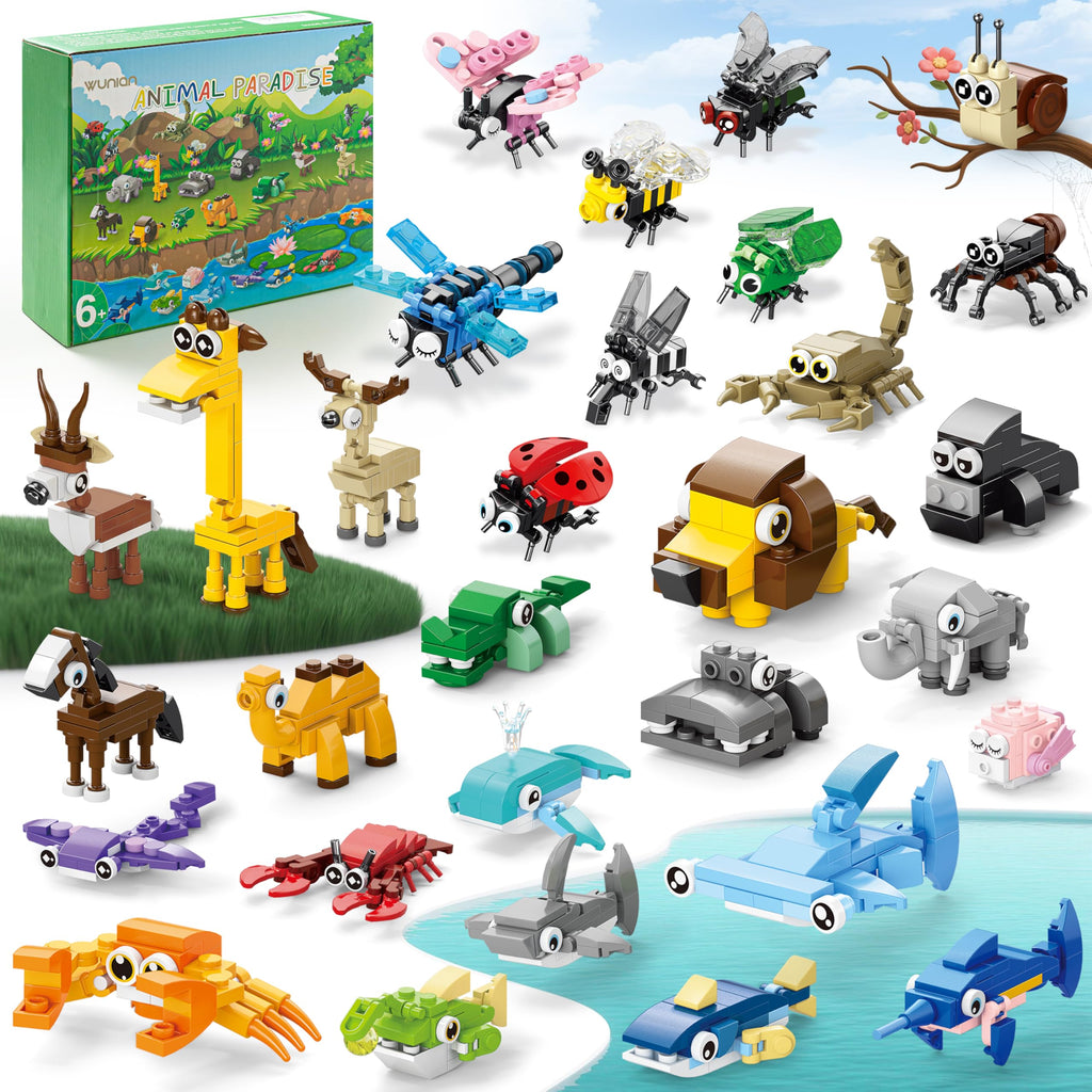 WuNian 30 Packs Animal Building Blocks Party Favors – 888 Pieces for Kids