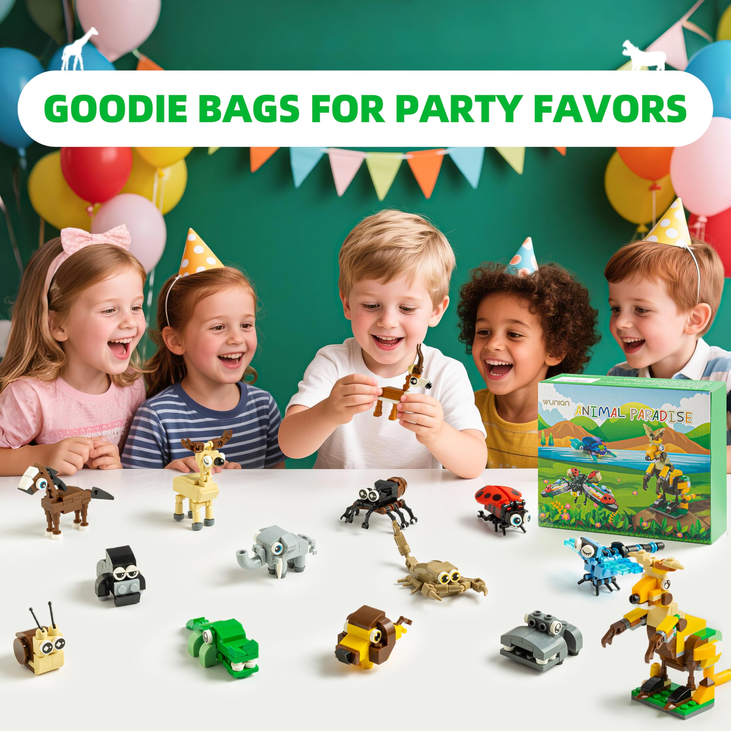 WuNian 30 Packs Animal Building Blocks Party Favors – 888 Pieces for Kids