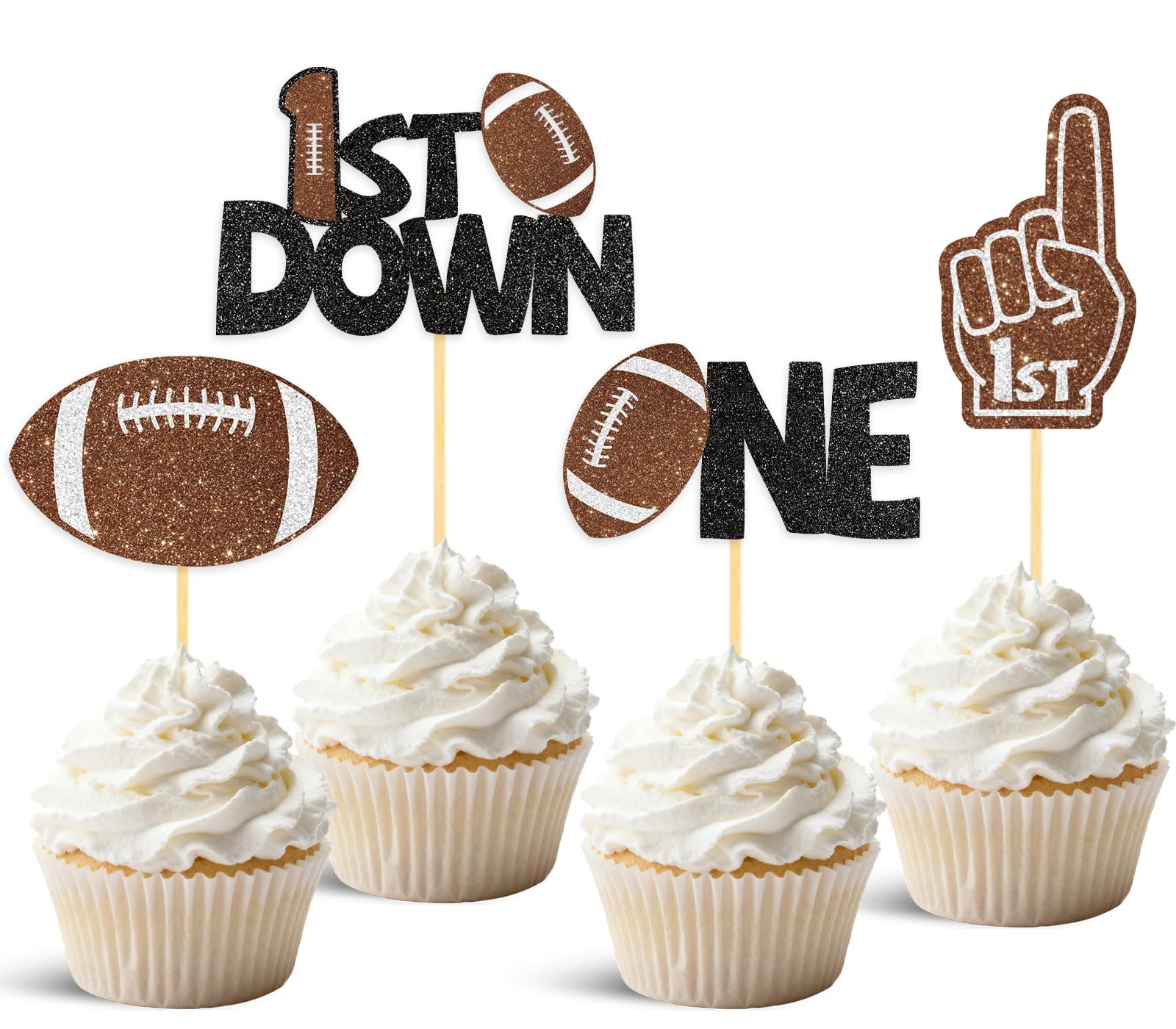 Wuhuzsm 24Pcs Football Cake Toppers – 1st Birthday & Baby Shower Decor