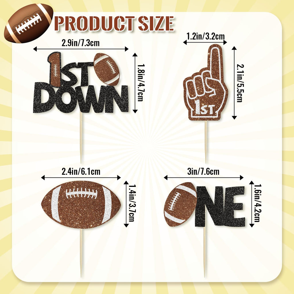 Wuhuzsm 24Pcs Football Cake Toppers – 1st Birthday & Baby Shower Decor