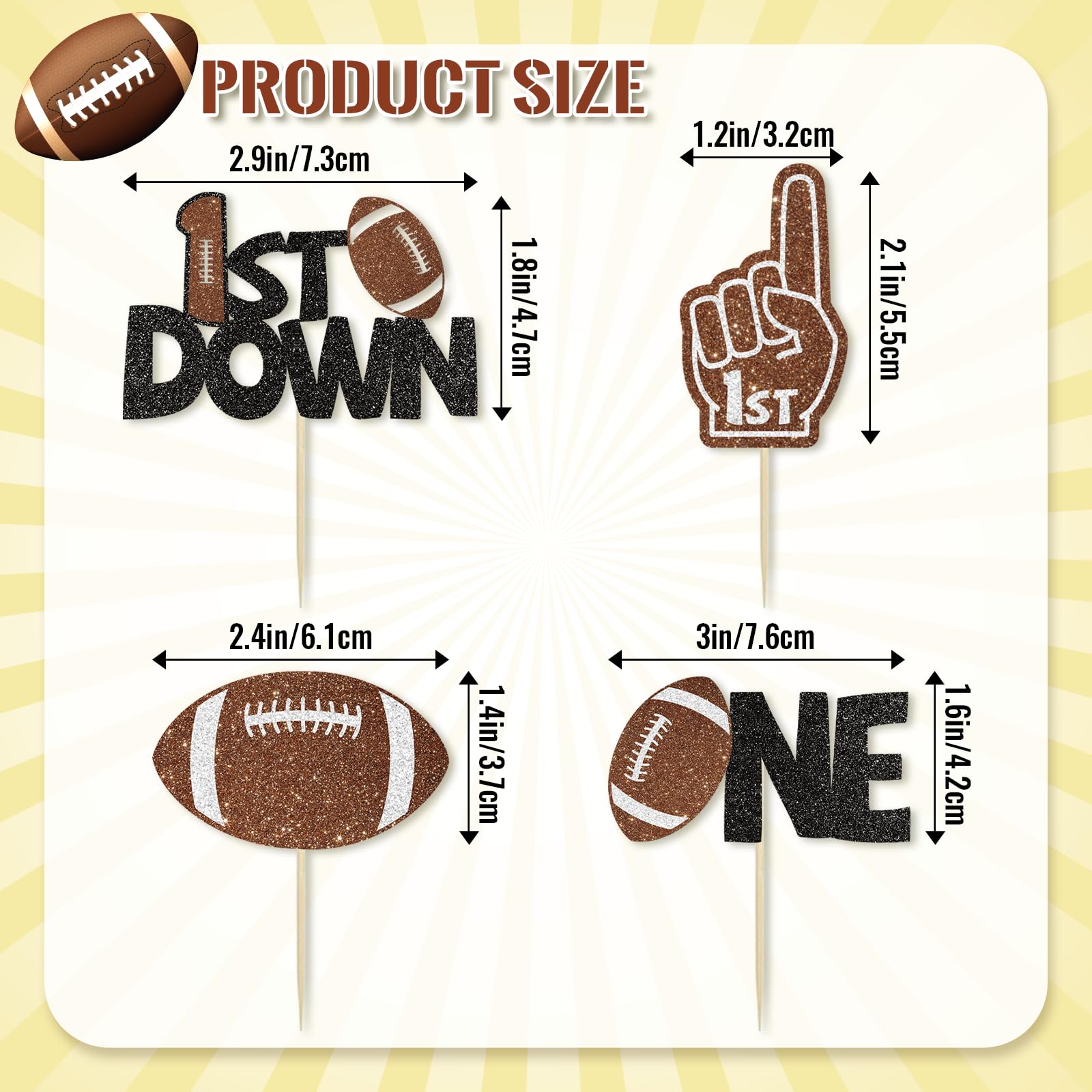 Wuhuzsm 24Pcs Football Cake Toppers – 1st Birthday & Baby Shower Decor