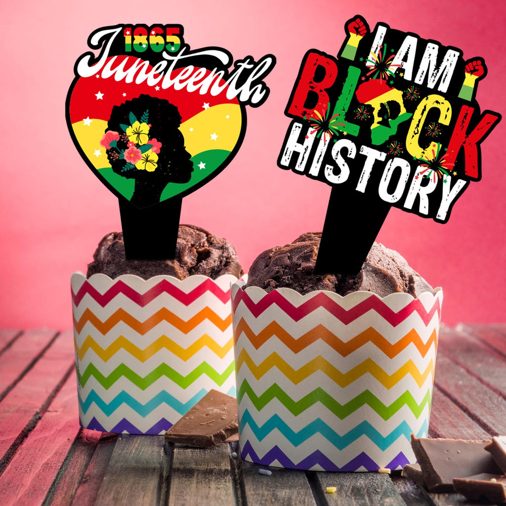 Wuhuzsm 36Pcs Black History Cupcake Toppers – Juneteenth & June 19th Decor