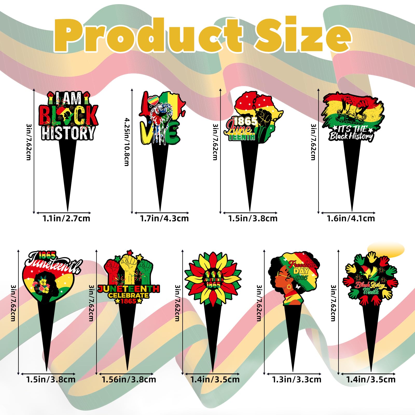 Wuhuzsm 36Pcs Black History Cupcake Toppers – Juneteenth & June 19th Decor