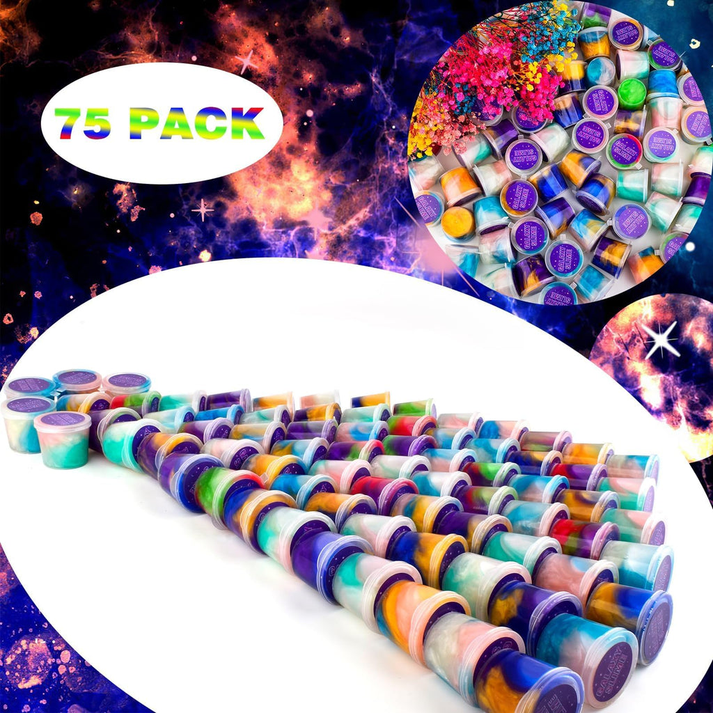 WUJYLY Galaxy Slime 75-Pack – 1 oz Mini Slimes for Classroom Prizes & Party Favors