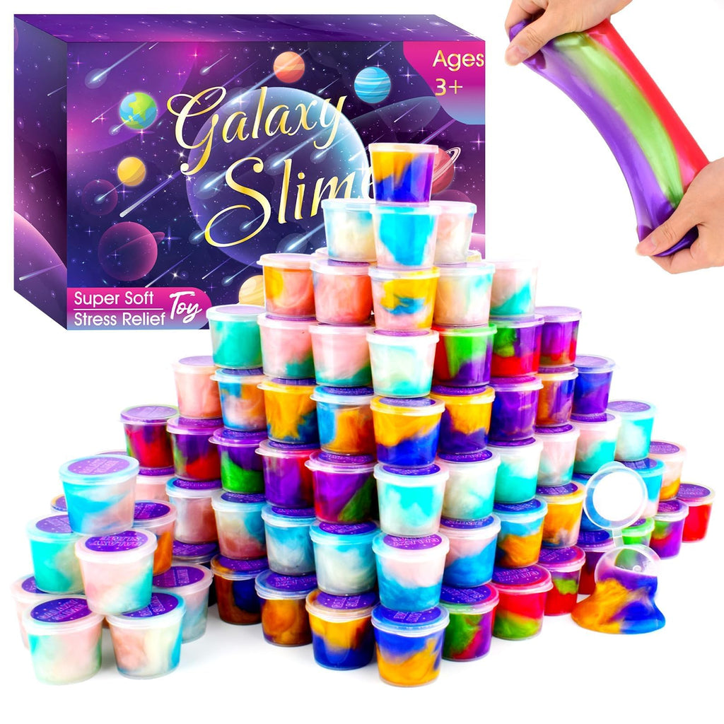 WUJYLY Galaxy Slime 75-Pack – 1 oz Mini Slimes for Classroom Prizes & Party Favors