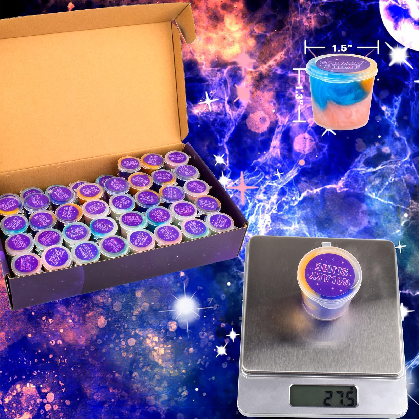 WUJYLY Galaxy Slime 75-Pack – 1 oz Mini Slimes for Classroom Prizes & Party Favors