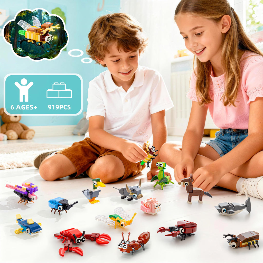 WuNian 30-Pack Animal Building Blocks Party Favors – 919 PCS for Kids