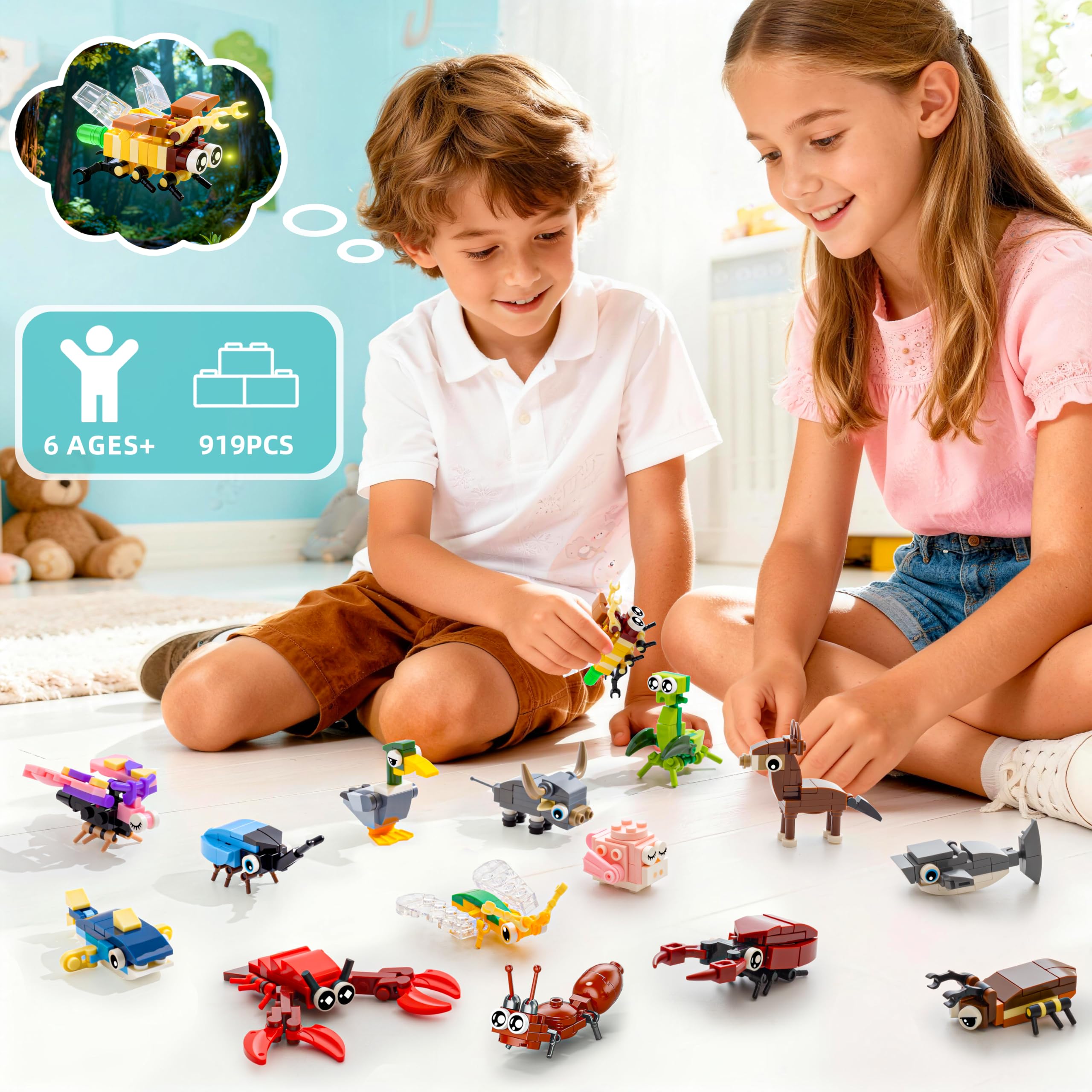 WuNian 30-Pack Animal Building Blocks Party Favors – 919 PCS for Kids