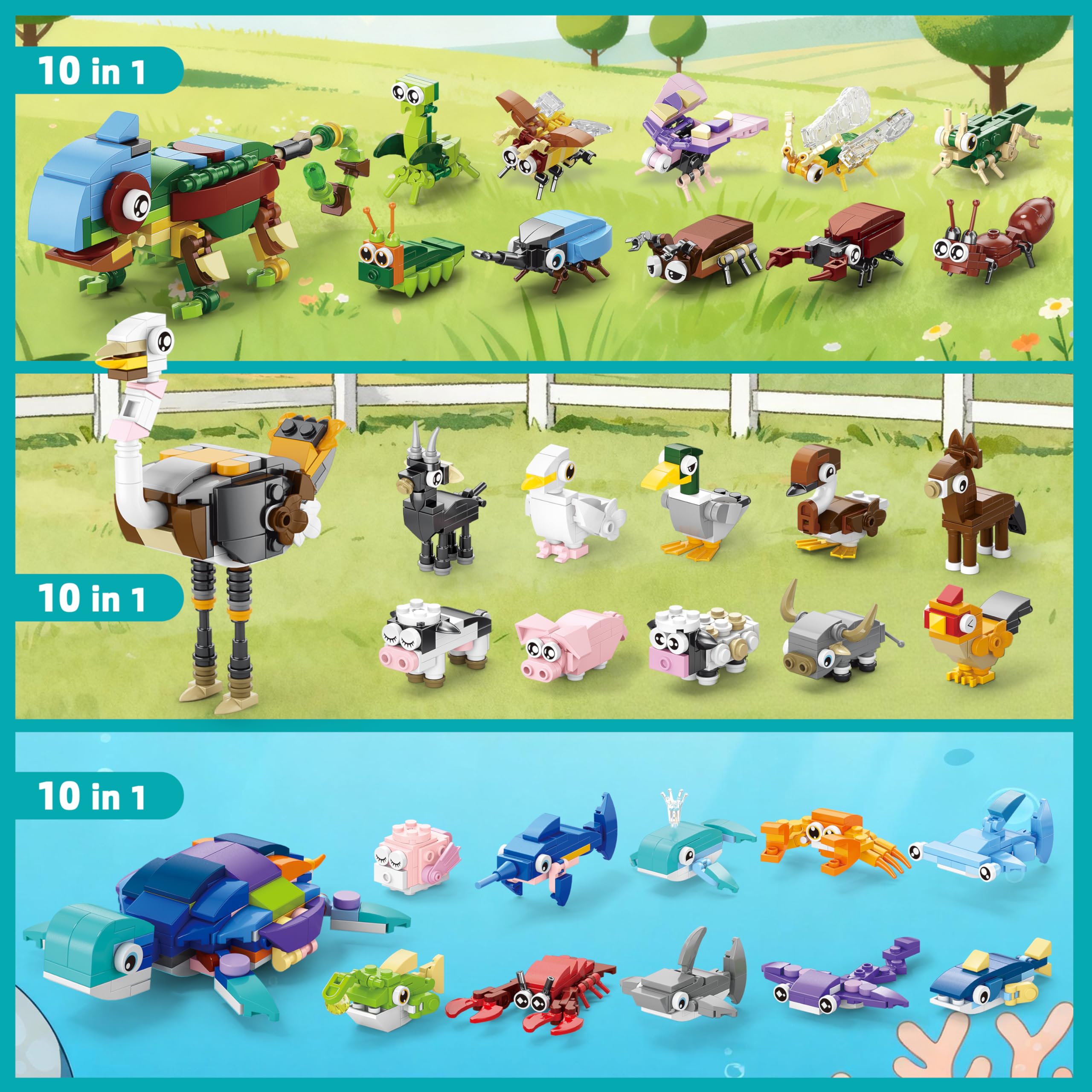 WuNian 30-Pack Animal Building Blocks Party Favors – 919 PCS for Kids