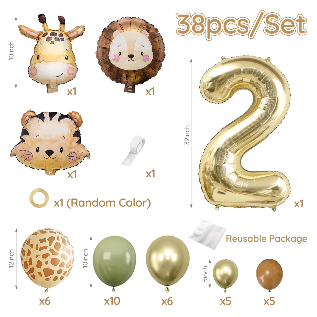 Wuokkig Jungle Safari Birthday Balloons — Animal Balloons Décor for Birthday Party and Special Occasions