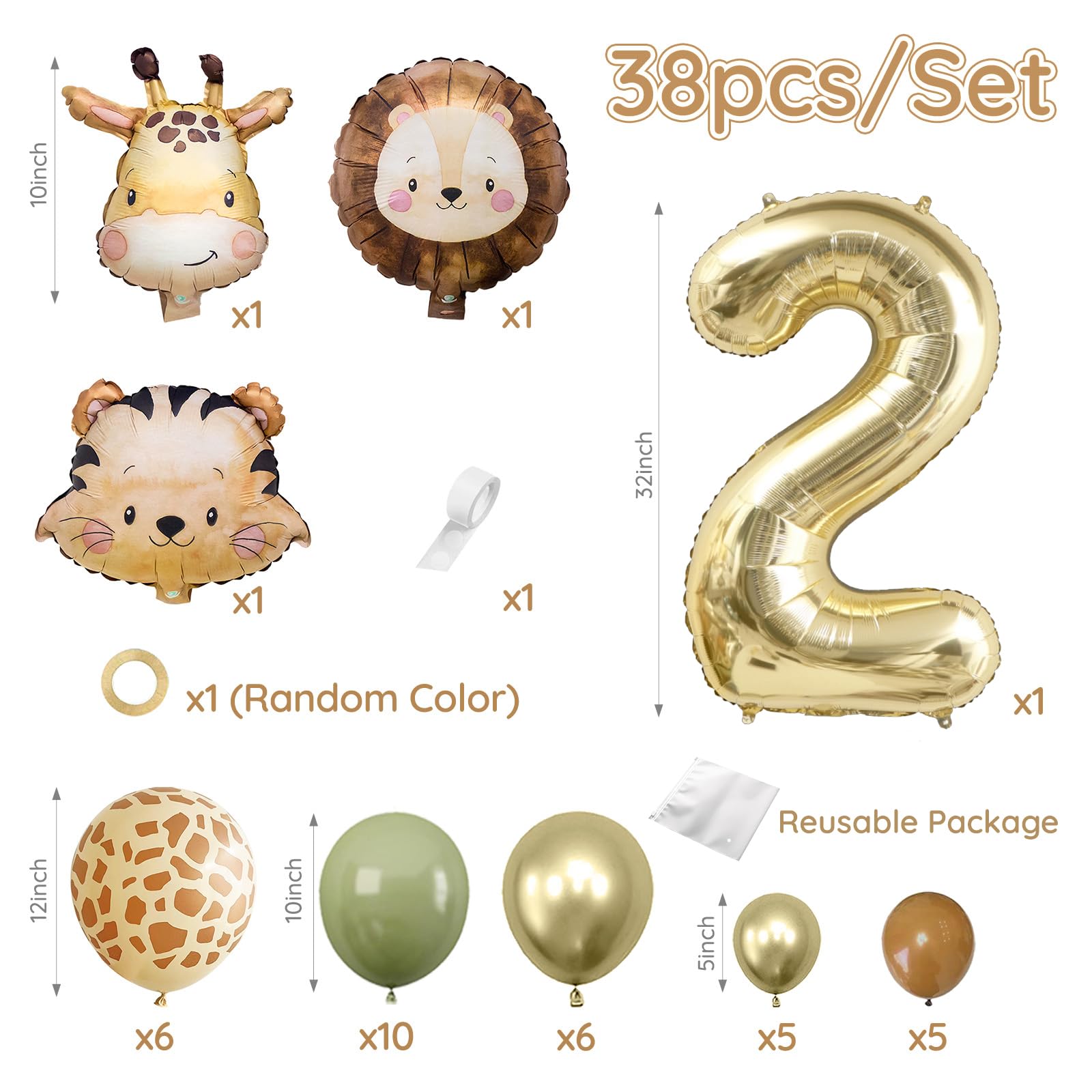 Wuokkig Jungle Safari Birthday Balloons — Animal Balloons Décor for Birthday Party and Special Occasions