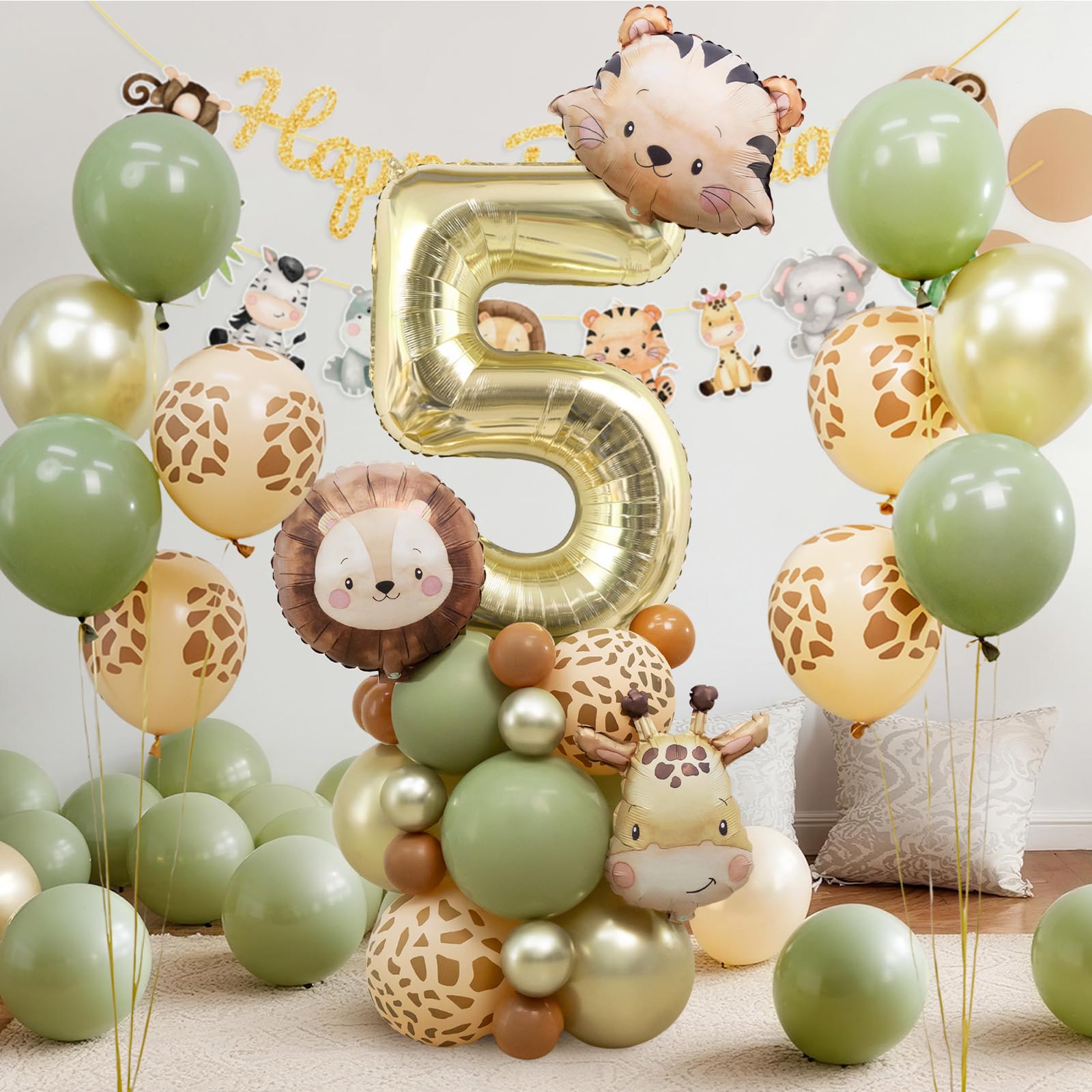 Wuokkig Jungle Safari Birthday Balloons — Animal Balloons Décor for Birthday Party and Special Occasions