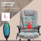 Vinsetto Massage Recliner Chair Heated Office Chair with Six Massage Points Microfiber Cloth 360\'c2\'b0 Swivel Wheels Grey