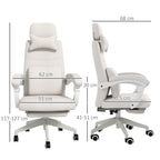 Vinsetto Linen-Look Office Chair, with 160\'c2\'b0 Reclining Back and Footrest - White