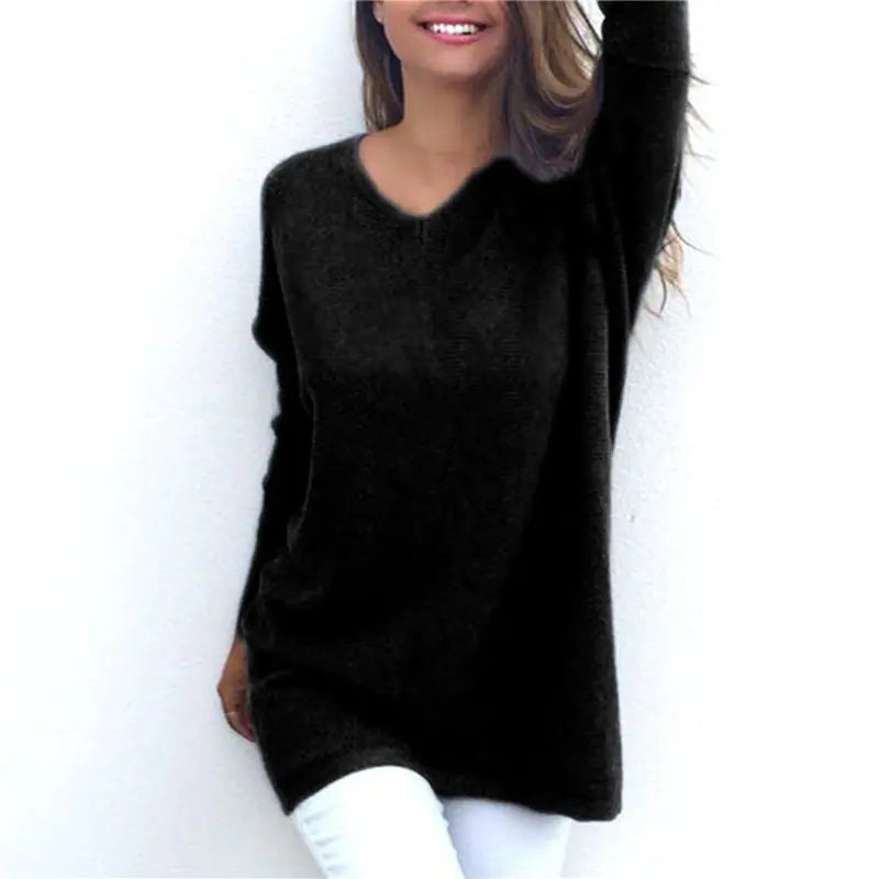 Women’s V-Neck Long Sleeve Thin Sweater – Casual Knitwear