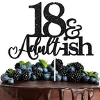 XGXHZYLC 18th Birthday Cake Topper - Black Glitter Decor for Girls & Boys