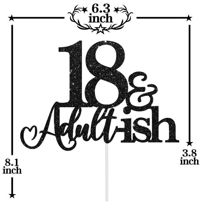 XGXHZYLC 18th Birthday Cake Topper - Black Glitter Decor for Girls & Boys