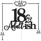XGXHZYLC 18th Birthday Cake Topper - Black Glitter Decor for Girls & Boys