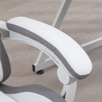 Vinsetto Computer Gaming Chair, PU Leather Desk Chair with Footrest, Swivel Task Chair with 135\'c2\'b0 Reclining Back and Lumbar Support, PC Chair for Adults, White and Grey