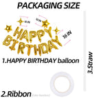 xiangsushijie Gold Happy Birthday Banner Balloon Kit – 16in Letters + 10in Star Balloons