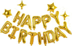 xiangsushijie Gold Happy Birthday Banner Balloon Kit – 16in Letters + 10in Star Balloons
