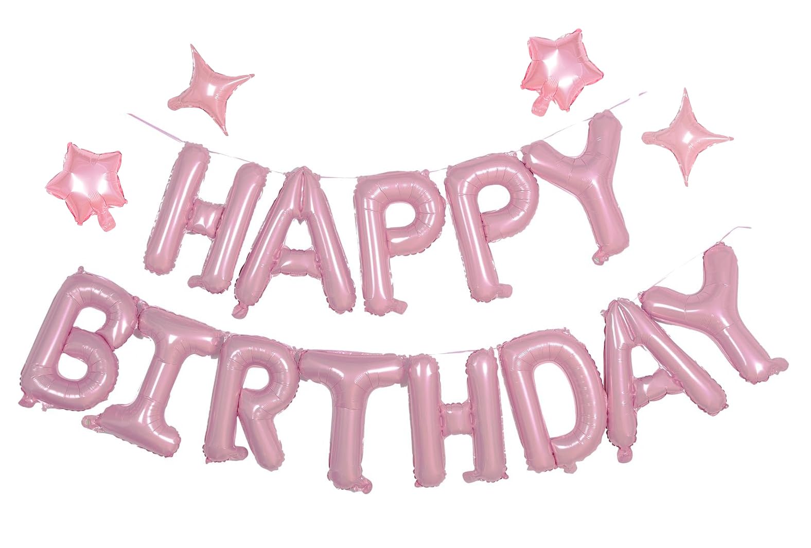 Xiangsushijie Pink Happy Birthday Banner Kit — 16in Balloon & 10in Star Decor