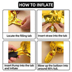 xiangsushijie Gold Happy Birthday Banner Balloon Kit – 16in Letters + 10in Star Balloons