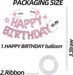 Xiangsushijie Pink Happy Birthday Banner Kit — 16in Balloon & 10in Star Decor