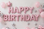 Xiangsushijie Pink Happy Birthday Banner Kit — 16in Balloon & 10in Star Decor