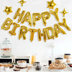 xiangsushijie Gold Happy Birthday Banner Balloon Kit – 16in Letters + 10in Star Balloons