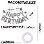 Xiangsushijie Silver Happy Birthday Banner Balloon Kit – 16 Inch Letter + 10 Inch Stars