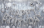 Xiangsushijie Silver Happy Birthday Banner Balloon Kit – 16 Inch Letter + 10 Inch Stars