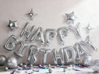 Xiangsushijie Silver Happy Birthday Banner Balloon Kit – 16 Inch Letter + 10 Inch Stars