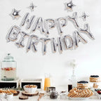 Xiangsushijie Silver Happy Birthday Banner Balloon Kit – 16 Inch Letter + 10 Inch Stars