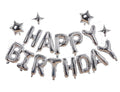 Xiangsushijie Silver Happy Birthday Banner Balloon Kit – 16 Inch Letter + 10 Inch Stars