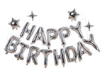 Xiangsushijie Silver Happy Birthday Banner Balloon Kit – 16 Inch Letter + 10 Inch Stars