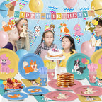 XIENBLOC 203-Piece Retro Puppy Party Decorations Set for Dog Birthday – Serves 24