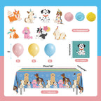 XIENBLOC 203-Piece Retro Puppy Party Decorations Set for Dog Birthday – Serves 24