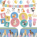 XIENBLOC 203-Piece Retro Puppy Party Decorations Set for Dog Birthday – Serves 24