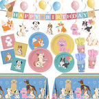XIENBLOC 203-Piece Retro Puppy Party Decorations Set for Dog Birthday – Serves 24