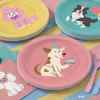 XIENBLOC 203-Piece Retro Puppy Party Decorations Set for Dog Birthday – Serves 24