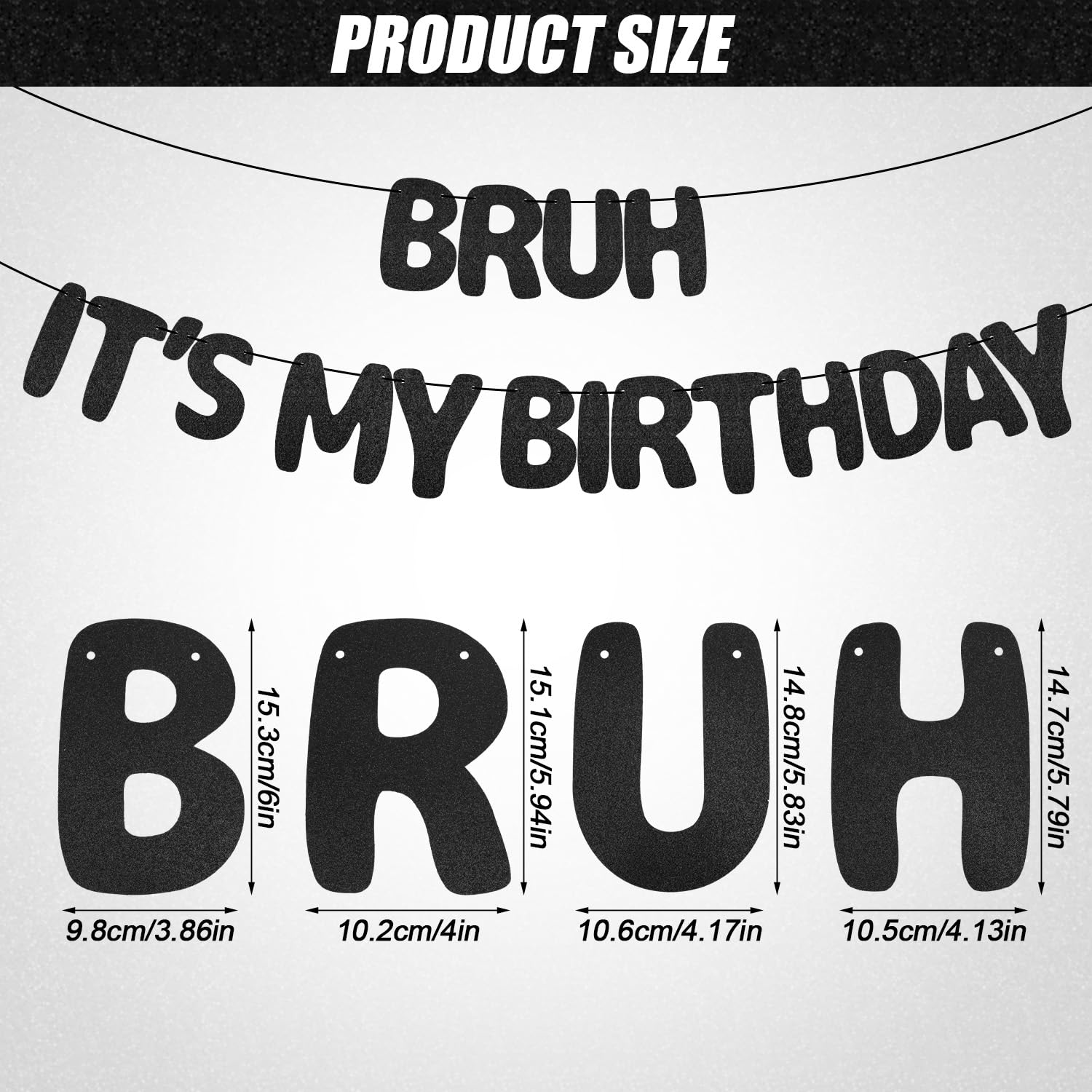 XIHIRCD Bruh It's My Birthday Banner - Black Glitter Prestrung Teen Birthday Decor