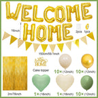 Xinvery Welcome Home Decorations – Sage Green & Gold Balloon Banner & Accessories